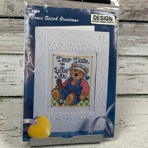 Design Works Crafts Dear Dad Cross Stitch Kit #804 Teddy Bear Pattern Card NEW‎